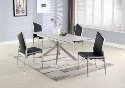 Chintaly Nala Black Dining Set with Pop-Up Extendable Ceramic Top Table & 4 Motion Chairs