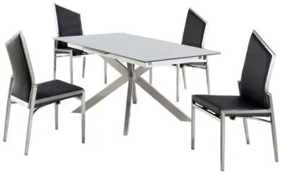 Chintaly Nala Black Dining Set with Pop-Up Extendable Ceramic Top Table & 4 Motion Chairs