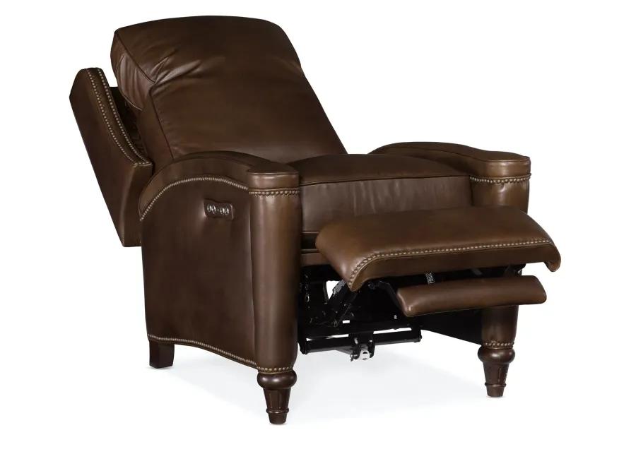 RYLEA POWER LEATHER RECLINER CHAIR WITH POWER HEADREST