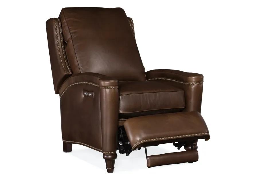 RYLEA POWER LEATHER RECLINER CHAIR WITH POWER HEADREST