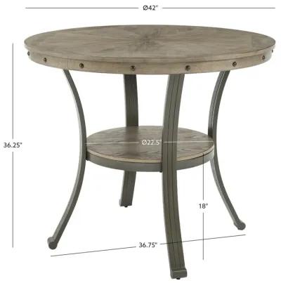 FRANKLIN GATHERING COUNTER HEIGHT 42" ROUND PUB TABLE - PEWTER