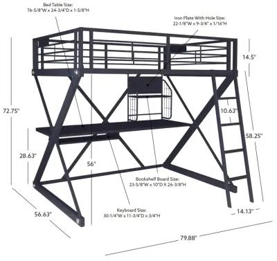 Powell Kids/Teens Z-Bedroom Full Size Study Loft Bunk Bed