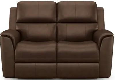 Flexsteel Henry Burnt Umber Leather Triple Power Recling Loveseat