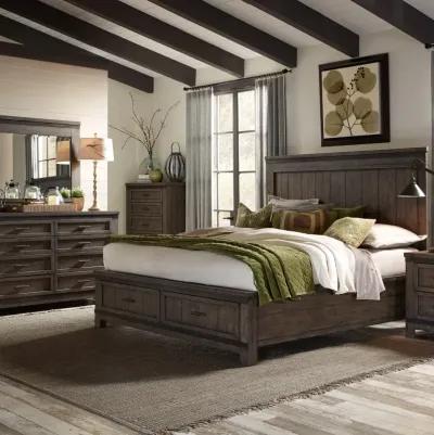 Liberty Furniture Complete Queen Bedroom Set Storage Bed, Dresser, Mirror & Chest Thornwood Hills