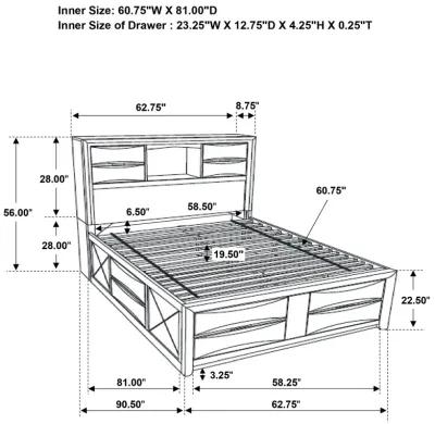 Briana Wood Queen Storage Bookcase Bed Black