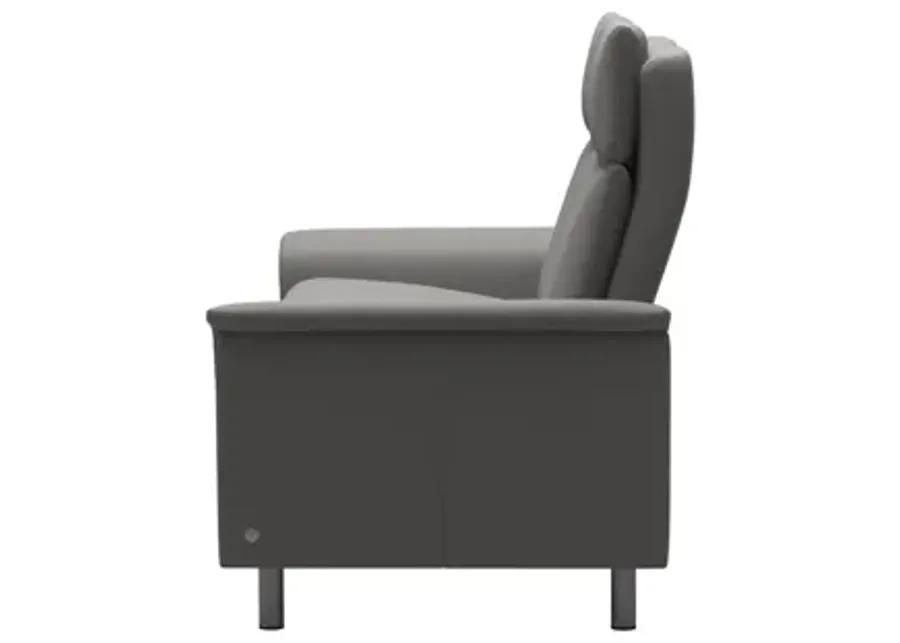 AURORA 2SEAT HIGH BACK LOVESEAT IN PALOMA SPECIAL SILVER GREY WITH A STEEL FINISH