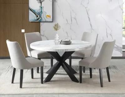 Steve Silver Xena White Marble Top Round Dining Table