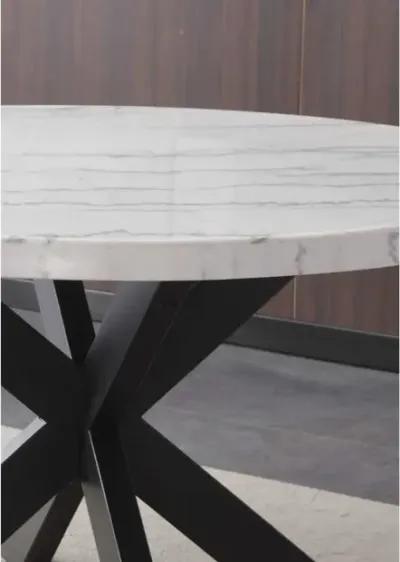 Steve Silver Xena White Marble Top Round Dining Table