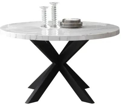 Steve Silver Xena White Marble Top Round Dining Table