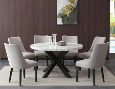 Steve Silver Xena White Marble Top Round Dining Table