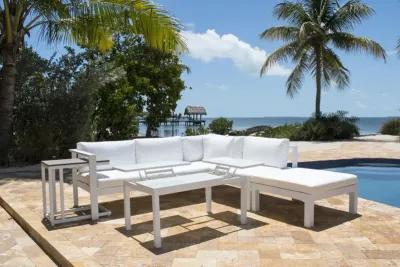 PANAMA JACK SANDCASTLE 5 PC SECTIONAL SET (2 LS - 1 OT - 1 CT - 1 ET) W OUTDOOR OFF-WHITE FABRIC