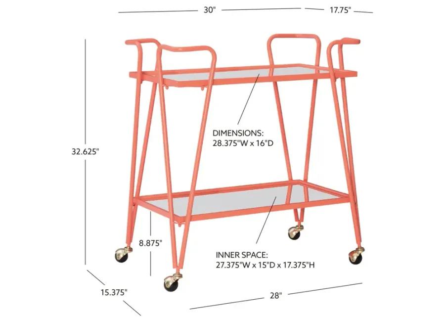 CORAL MID-CENTURY BAR CART