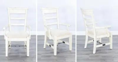 MARINA WHITE SAND ARM DINING CHAIR CUSHIONED SEAT