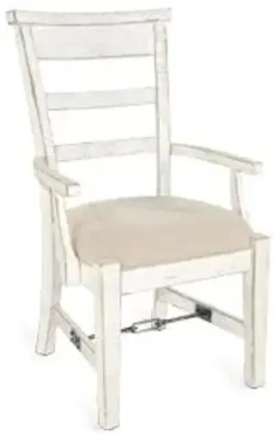 MARINA WHITE SAND ARM DINING CHAIR CUSHIONED SEAT