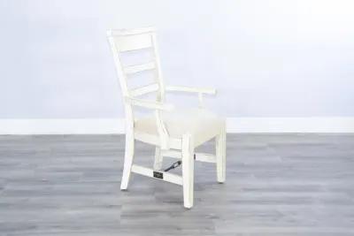 MARINA WHITE SAND ARM DINING CHAIR CUSHIONED SEAT