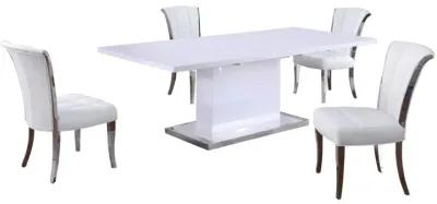 KRISTA WHITE MODERN DINING SET WITH EXTENDABLE WHITE TABLE & WHITE CHAIRS