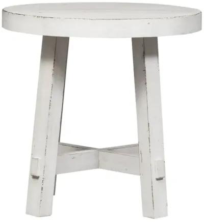 Liberty Furniture Modern Farmhouse Flea Market White Splay Leg Round End Table