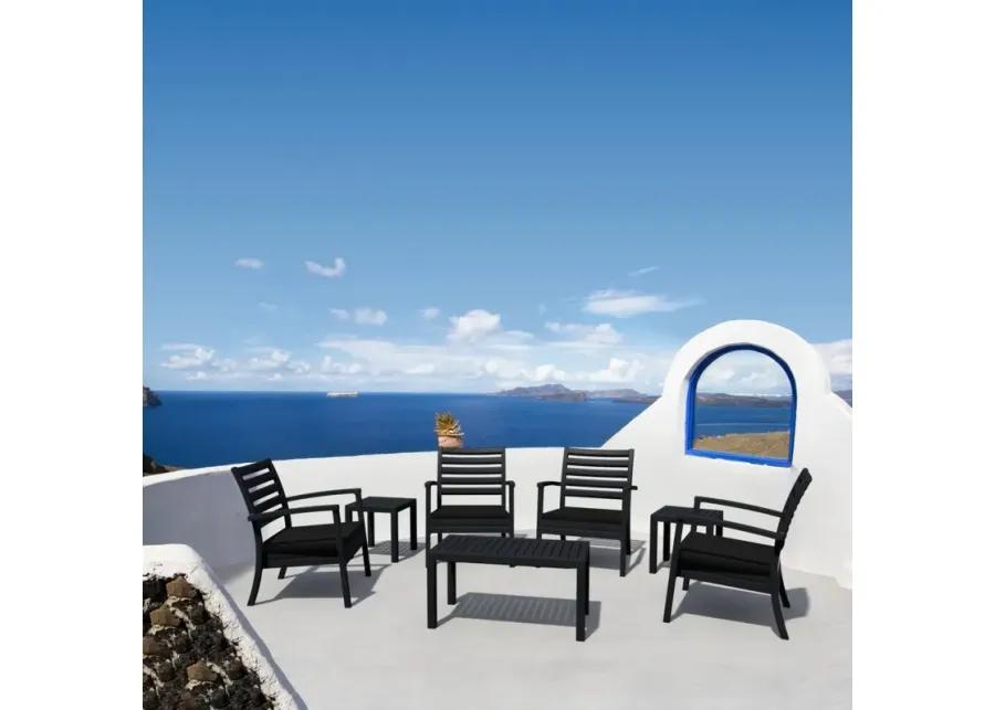 ARTEMIS XL CLUB SEATING SET 7-PC BLACK WITH SUNBRELLA BLACK CUSHIONS