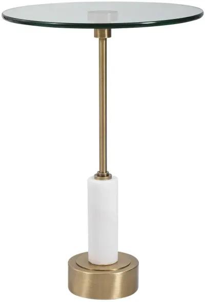 PORTSMOUTH BRUSHED BRASS/WHITE ROUND ACCENT TABLE