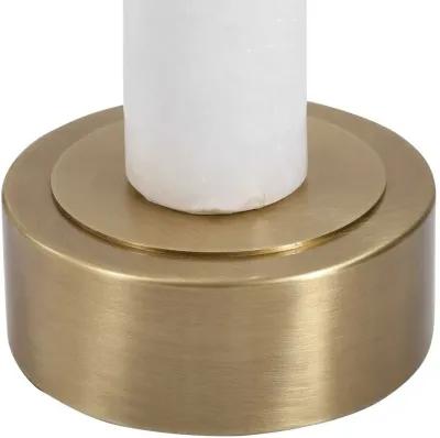 PORTSMOUTH BRUSHED BRASS/WHITE ROUND ACCENT TABLE