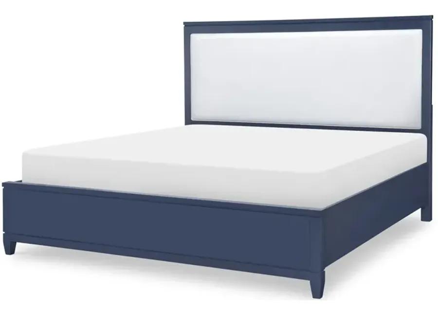 COMPLETE UPHOLSTERED BED KING BLUE FINISH - SUMMERLAND INKWELL