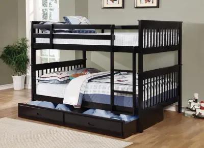 Coaster Chapman Wood Full Over Full Bunk Bed Black