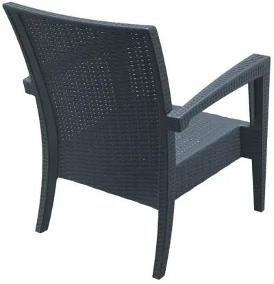 Miami Resin Club Patio Chair Dark Gray With Sunbrella Natural Cushion