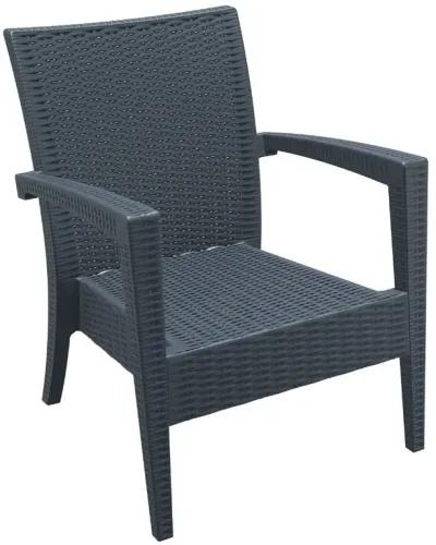 Miami Resin Club Patio Chair Dark Gray With Sunbrella Natural Cushion