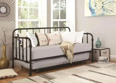 Coaster Marina Metal Twin Daybed with Trundle Black