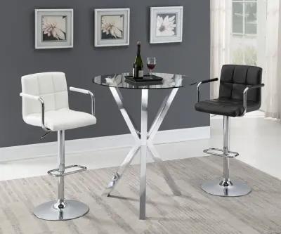 Coaster Denali Round 35 Inch Glass Top Bistro Bar Table Chrome