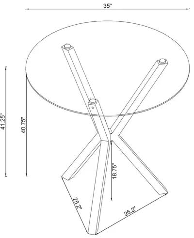 Coaster Denali Round 35 Inch Glass Top Bistro Bar Table Chrome