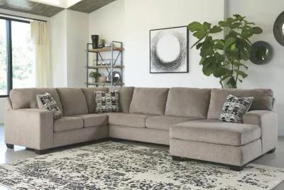 Ashley Ballinasloe 3-Piece Sectional with Chaise Right-Arm Facing Platinum