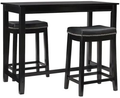 Linon Claridge 3-Piece Counter Bar Stools & Table Set Black