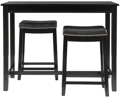 Linon Claridge 3-Piece Counter Bar Stools & Table Set Black