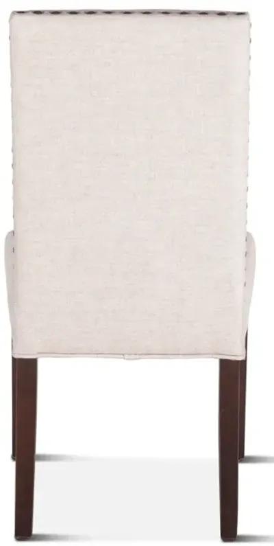 Home Trends Design Upholstered Seating Off White Natural Linen Dining Chair Walnut Leg