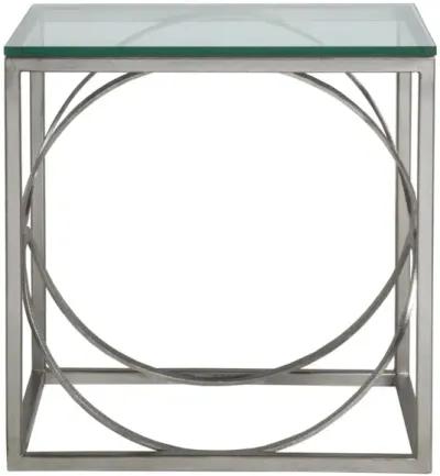 Artistica Home by Lexington Metal Designs Ellipse 18 Inch Rectangular Metal End Table Silver Leaf