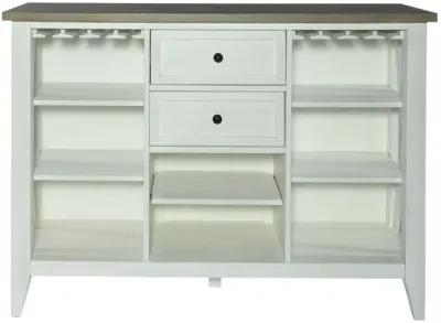 Liberty Lakeshore Wirebrushed White Server with Wood Tone Top