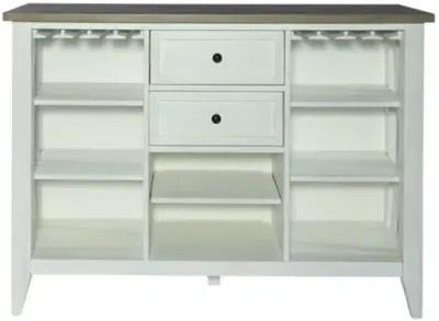 Liberty Lakeshore Wirebrushed White Server with Wood Tone Top