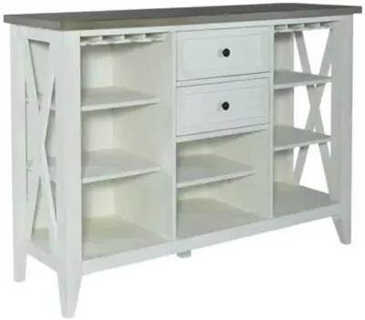 Liberty Lakeshore Wirebrushed White Server with Wood Tone Top