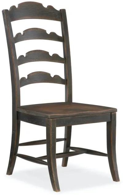 Hooker Furniture Hill Country Twin Sisters Aged Black Ladder Back Side Chair