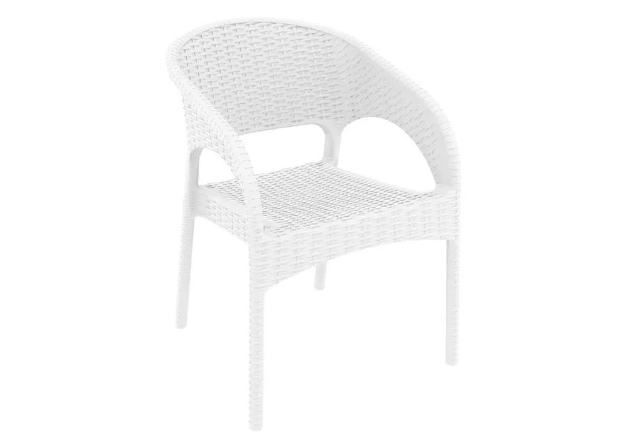 PANAMA RESIN WICKERLOOK DINING ARM CHAIR WHITE