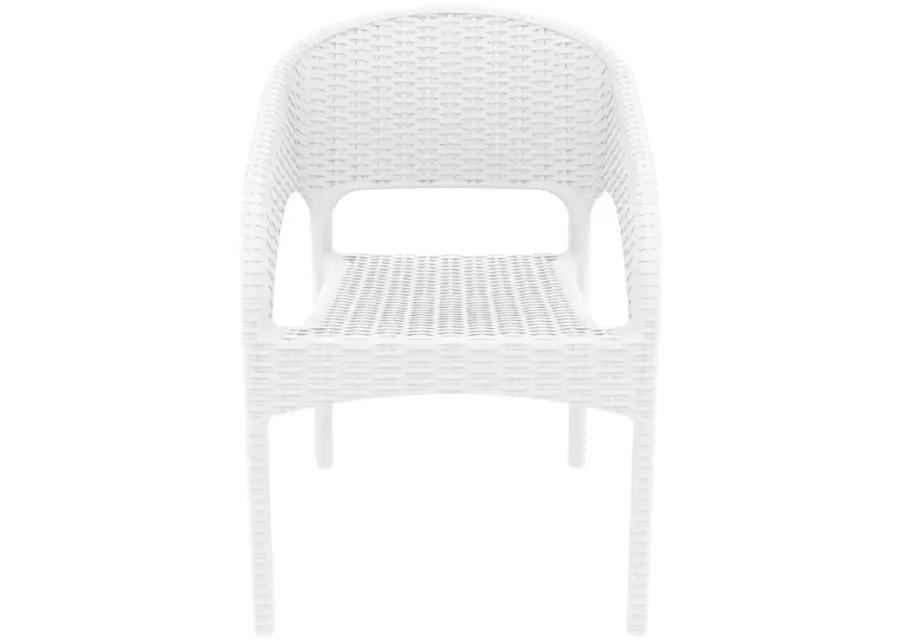 PANAMA RESIN WICKERLOOK DINING ARM CHAIR WHITE