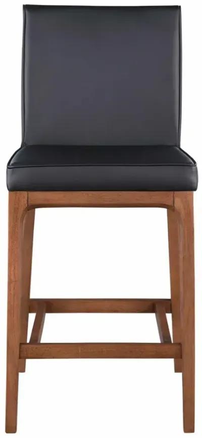 EMMA BLACK/WALNUT MODERN LOW-BACK COUNTER STOOL WITH SOLID WOOD BASE