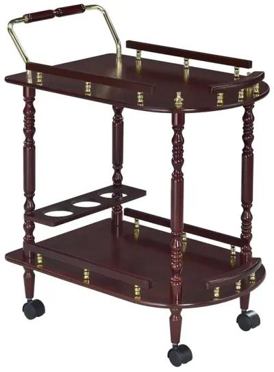 Coaster Palmer 2-Tier Rectangular Wood Bar Cart Merlot