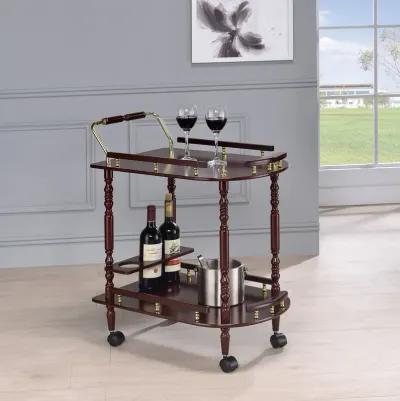 Coaster Palmer 2-Tier Rectangular Wood Bar Cart Merlot