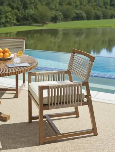 Tommy Bahama Outdoor by Lexington St. Tropez 20 Inch Patio Arm Dining Chair Natural Teak with Plain Cushion