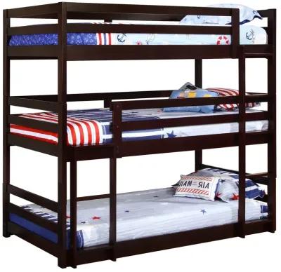 Coaster Sandler Wood Twin Triple Bunk Bed Cappuccino