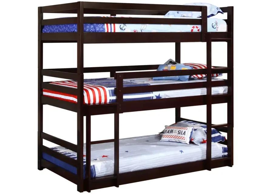 SANDLER TRIPLE TWIN BUNK BED CAPPUCCINO SANDLER COLLECTION