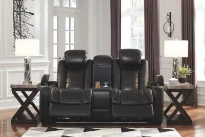 Ashley Party Time Midnight Power Reclining Loveseat with Console