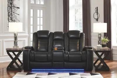 Ashley Party Time Midnight Power Reclining Loveseat with Console